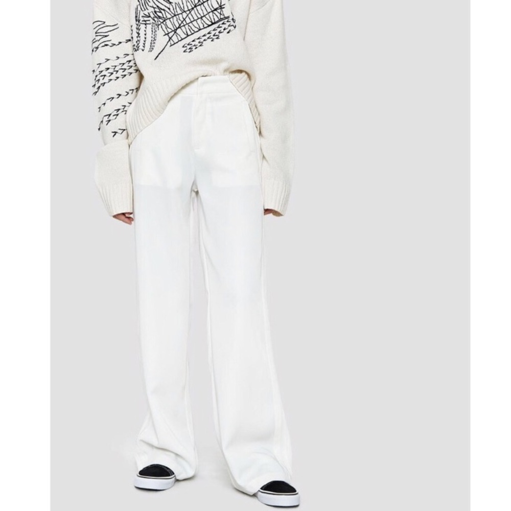 WHITE STRIPE DETAIL STRAIGHT PANTS - Picture 4 of 8